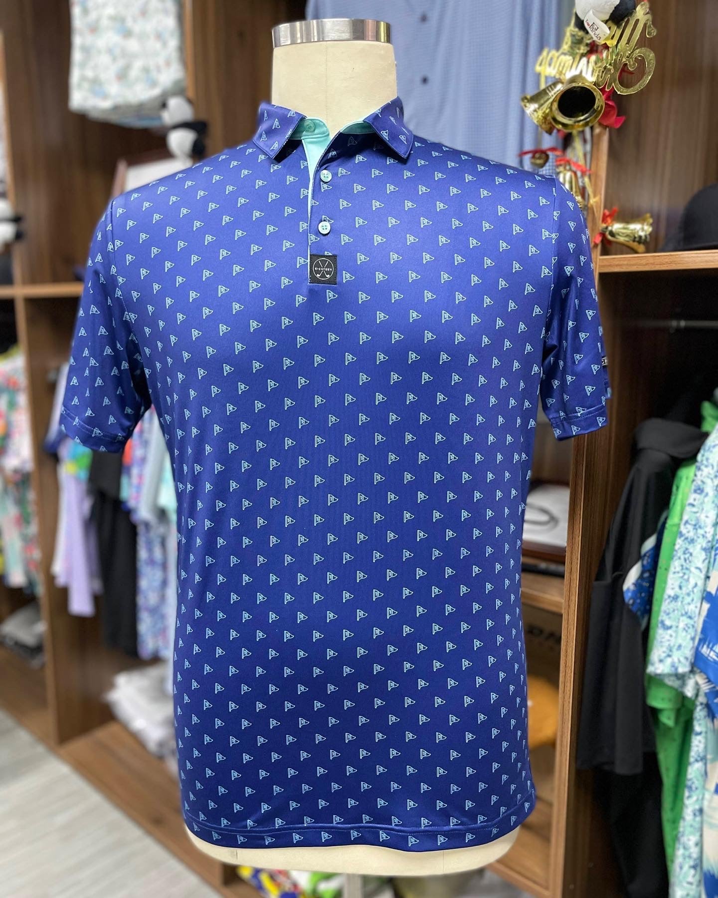 Navy Blue Flag Golf Polo